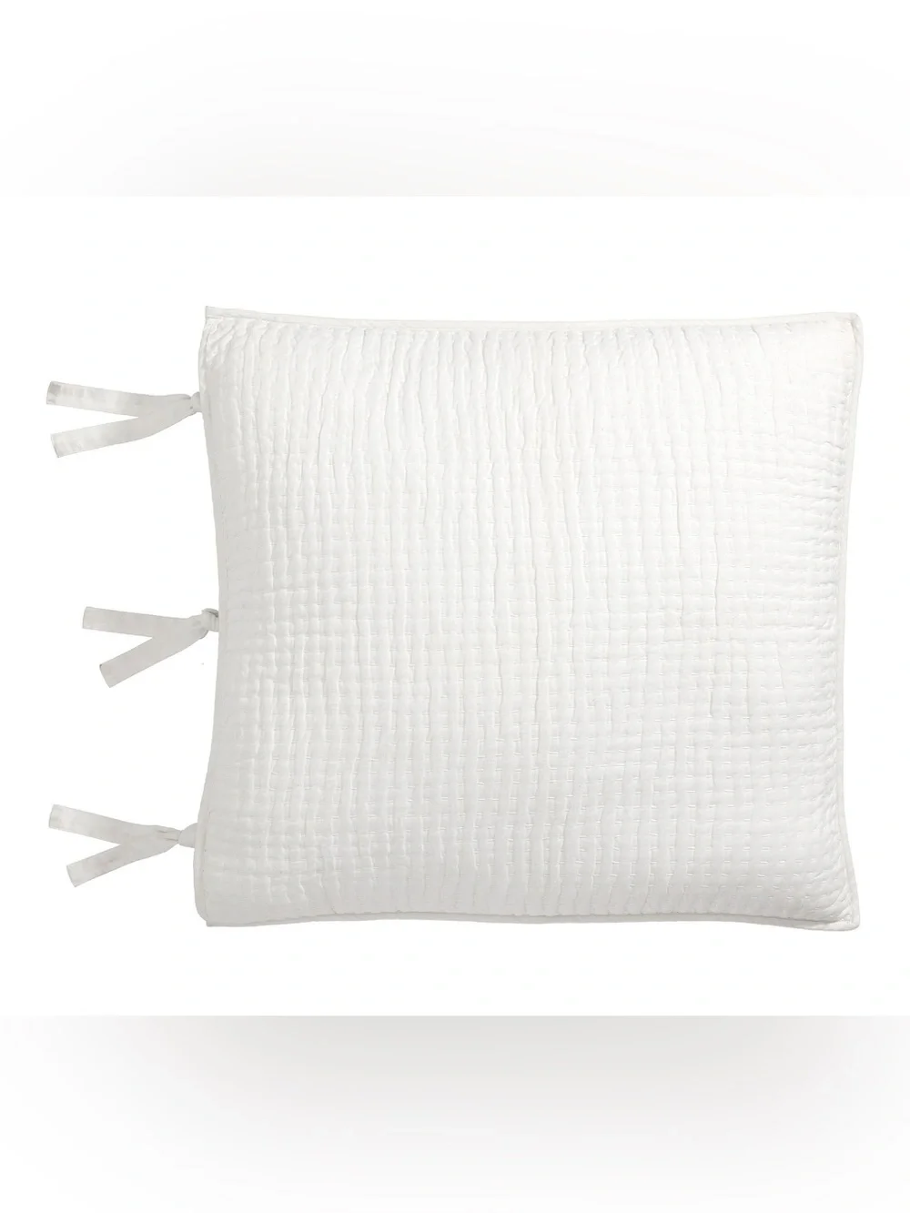 2 POTTERY BARN Pick-Stitch Handcrafted Cotton Linen Quilted Shams